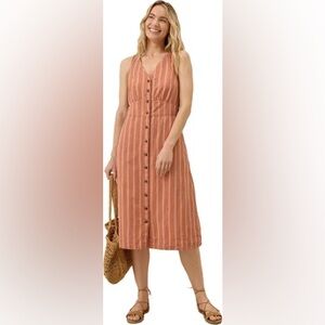 Pact brown and White Button-Down Midi Dress